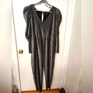 Eloquii sparkle puff-sleeve jumpsuit